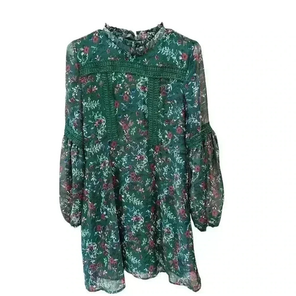 - Free Generation Los Angeles Green Floral High Neck Dress in L, Pr… - Picture 1 of 8